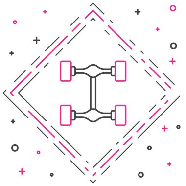 Çizgi Chassis araba simgesi beyaz arkaplanda izole edildi. Renkli taslak konsepti. Vektör