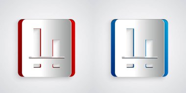 Kağıt kesiği, grafik, diyagram, gri arkaplanda izole edilmiş bilgi simgesi. Kağıt sanatı tarzı. Vektör