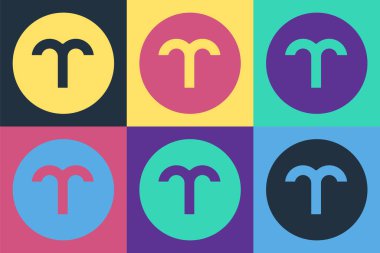 Pop Art Koç burç simgesi renk arkaplanında izole edilmiş. Astrolojik yıldız falı koleksiyonu. Vektör