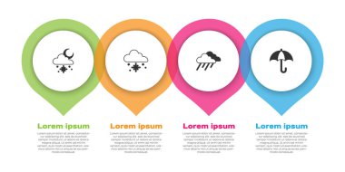 Set Cloud with snow and sun, , rain and Umbrella. Business infographic template. Vector.