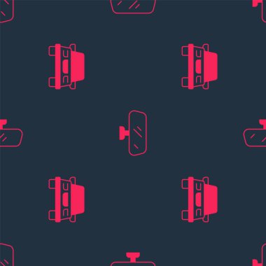 Set Car and mirror on seamless pattern. Vector.
