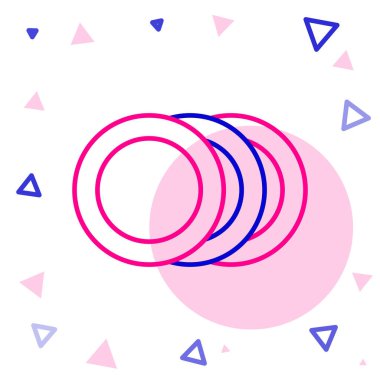 Beyaz arkaplanda satır simgesi izole edildi. Çatal bıçak sembolü. Restoran tabelası. Renkli taslak konsepti. Vektör.