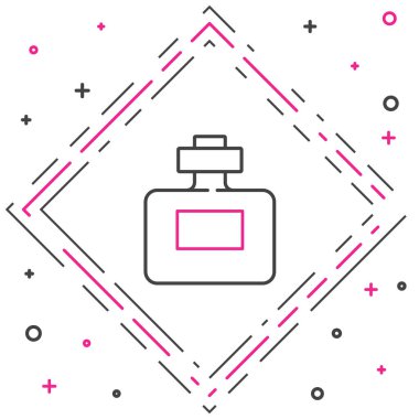 Beyaz arkaplanda çizgi parfüm ikonu izole edildi. Renkli taslak konsepti. Vektör.