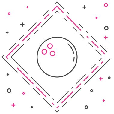 Çizgi bowling topu simgesi beyaz arkaplanda izole edildi. Spor malzemeleri. Renkli taslak konsepti. Vektör