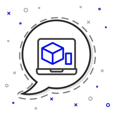 Satır 3D yazıcı simgesi beyaz arkaplanda izole edildi. 3D baskı. Renkli taslak konsepti. Vektör