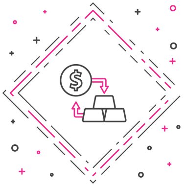 Hat Gold para değişimi simgesi beyaz arkaplanda izole edildi. Para değiştirici. Renkli taslak konsepti. Vektör