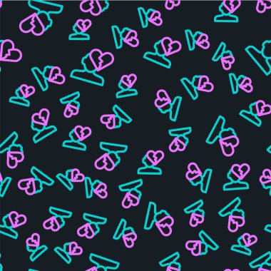 Kırık kalp ya da boşanma ikonu, siyah arka planda izole edilmiş kusursuz desen. Aşk sembolü. Sevgililer Günü. Vektör