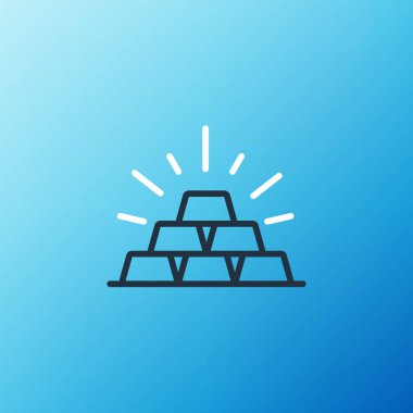 Hat Altın Çubukları simgesi mavi arkaplanda izole edildi. Bankacılık işi konsepti. Renkli taslak konsepti. Vektör