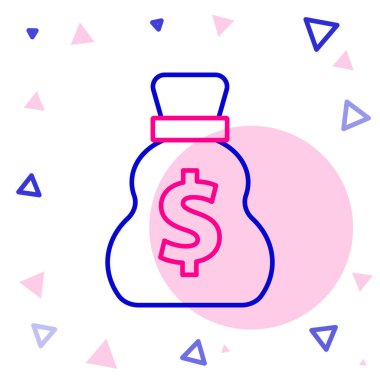 Eski para çantası simgesi beyaz arkaplanda izole edildi. Nakit bankacılık tabelası. Renkli taslak konsepti. Vektör