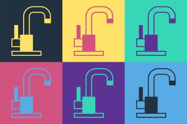 Pop Art Water musluk ikonu renk arkaplanında izole edildi. Vektör.