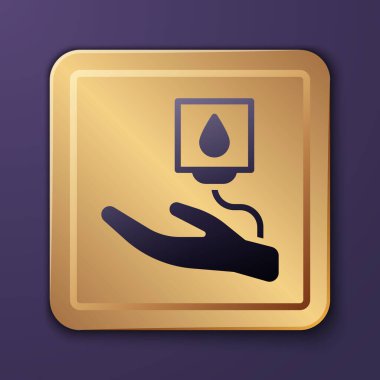 Mor Kan bağışı ikonu mor arka planda izole edilmiş. Altın kare düğme. Vektör.
