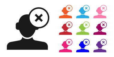 Psikoloji ikonundaki soruna Siyah Çözüm beyaz arka planda izole edildi. Akıl sağlığı terapisi. Simgeleri renklendirin. Vektör