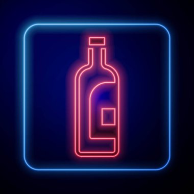 Siyah arka planda parlayan neon şarap ikonu. Vektör