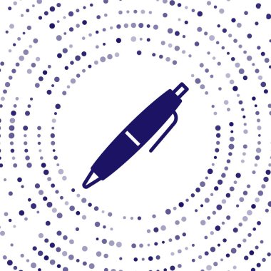 Mavi Kalem simgesi beyaz arkaplanda izole edildi. Soyut çember rastgele noktalar. Vektör