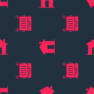 Set Trash can and Real estate on seamless pattern. Vector