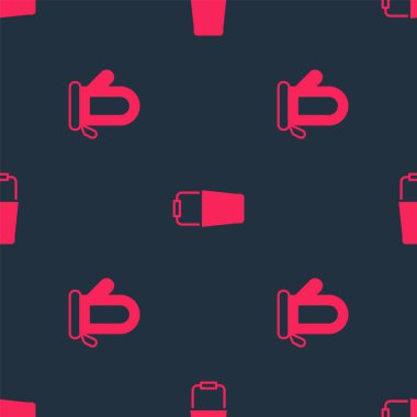 Set Sauna mitten and bucket on seamless pattern. Vector