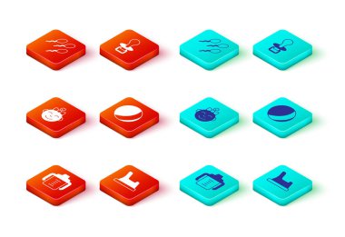 Set Baby bottle, potty, Little girl head, Beach ball, dummy pacifier and Sperm icon. Vector