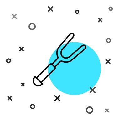 Siyah çizgi barbekü çatalı simgesi beyaz arkaplanda izole edildi. Mangal çatalı tabelası. Barbekü ve ızgara aleti. Rastgele dinamik şekiller. Vektör.