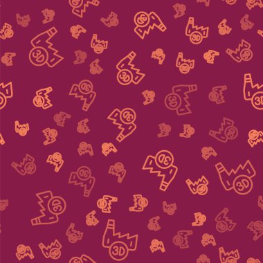 Brown line Printing house industry icon isolated seamless pattern on red background.  Vector.