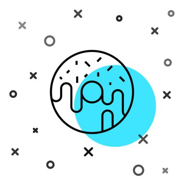 Siyah çizgili donut beyaz arka planda izole edilmiş tatlı jöleli ikon. Rastgele dinamik şekiller. Vektör