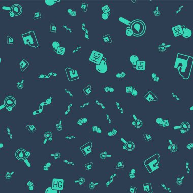 Set Drop of mercury Poison magnifying glass Snake and Wastewater on seamless pattern. Vector.