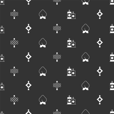 Set Firework Chinese paper lantern and Peach fruit nectarine on seamless pattern. Vector.