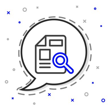 Grafik çizelgesi simgesine sahip çizgi belgesi beyaz arkaplanda izole edildi. Metin dosya simgesini rapor et. Muhasebe tabelası. Denetim, analiz, planlama. Renkli taslak konsepti. Vektör