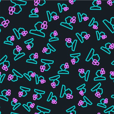 Line Closed personality icon isolated seamless pattern on black background. Introvert psychology.  Vector