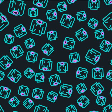 Çizgi kapüşonlu simge siyah arkaplandaki kusursuz deseni izole etti. Kapüşonlu kazak. Vektör