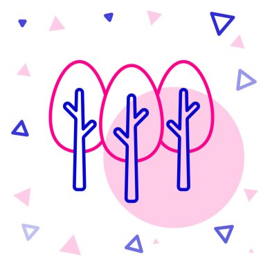 Beyaz arkaplanda çizgi ağacı simgesi izole edildi. Orman sembolü. Renkli taslak konsepti. Vektör