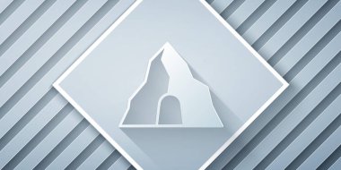 Kağıt kesiği, gri arka planda izole edilmiş altın madeni simgesi. Kağıt sanatı tarzı. Vektör