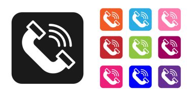 Siyah Telefon ahizesi simgesi beyaz arkaplanda izole edildi. Telefon işareti. Simgeleri renklendirin. Vektör