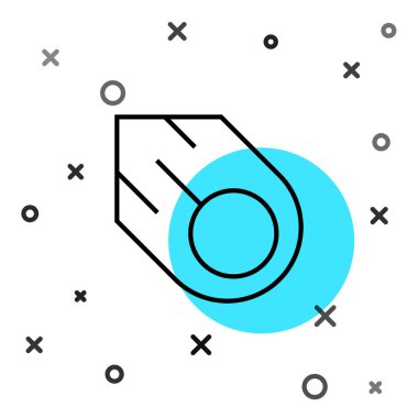 Siyah çizgi Kuyrukluyıldız beyaz arkaplanda izole edilmiş bir şekilde hızla düşüyor. Rastgele dinamik şekiller. Vektör