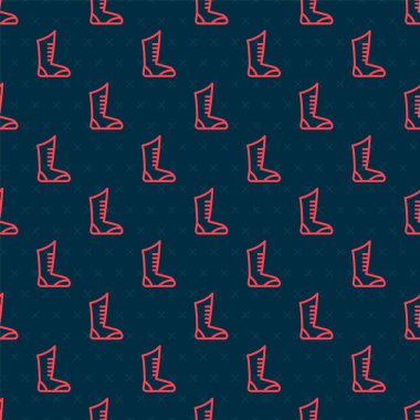 Kırmızı çizgili spor ayakkabı ikonu siyah arka planda izole edilmiş pürüzsüz desen. Güreş ayakkabıları. Vektör