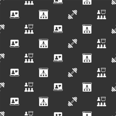 Set Dumbbell, Training, presentation, Online education and  on seamless pattern. Vector