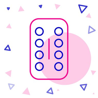 Beyaz arka planda izole edilmiş çizgi sakinleştirici haplar ikonu. Renkli taslak konsepti. Vektör