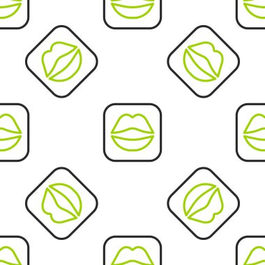 Gülümseyen dudak simgesi beyaz arkaplanda izole edilmiş kusursuz desen. Gülümse. Vektör