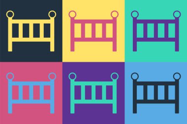 Pop Art Baby Beşik Beşiği ikonu renk arkaplanında izole edilmiş. Vektör