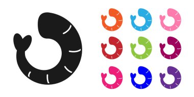 Black Shrimp icon isolated on white background. Set icons colorful. Vector