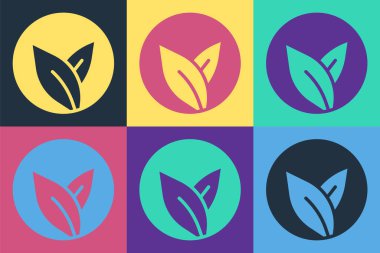 Pop art Tea leaf icon isolated on color background. Tea leaves.  Vector