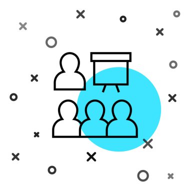 Siyah Çizgi Eğitimi, sunum simgesi beyaz arkaplanda izole edildi. Rastgele dinamik şekiller. Vektör.