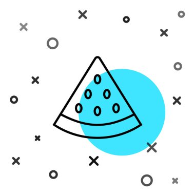 Siyah çizgi karpuz simgesi beyaz arkaplanda izole edildi. Rastgele dinamik şekiller. Vektör