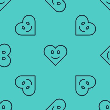 Siyah çizgi kalp ikonu yeşil arka planda pürüzsüz desen izole etti. Romantik sembol, bağlanma, tutku ve düğün. Sevgililer günün kutlu olsun. Vektör