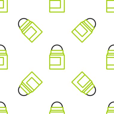Terleme önleyici deodorant rulo simgesi beyaz arkaplanda izole edilmiş kusursuz desen. Vücut hijyeni için kozmetik. Vektör.