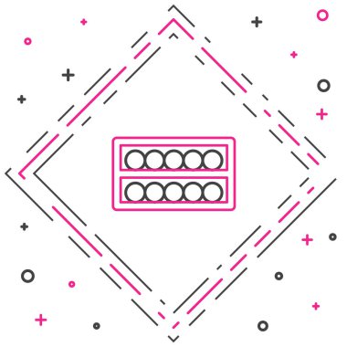 Çizgi bilardo topları beyaz arkaplanda izole edilmiş bir simge üzerinde. Rafta bilardo topları var. Renkli taslak konsepti. Vektör