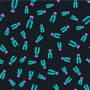 Çizgi Bisiklet süspansiyon çatalı simgesi siyah arkaplanda izole edilmiş. Spor ulaşımı yedek parça direksiyon. Vektör