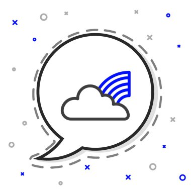 Bulut simgesi beyaz arkaplanda izole edilmiş çizgi gökkuşağı. Renkli taslak konsepti. Vektör