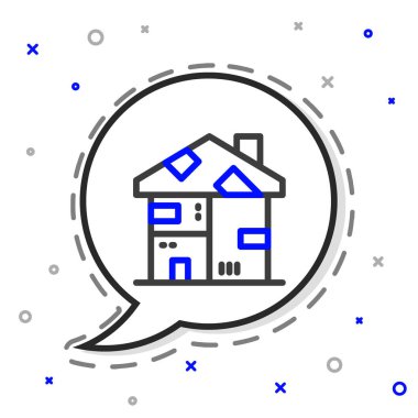 Çizgisiz karton ev simgesi beyaz arka planda izole edilmiş. Renkli taslak konsepti. Vektör