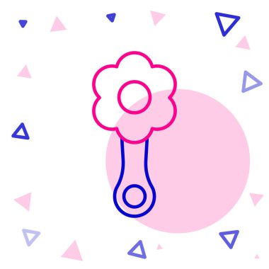 Çizgi Çıngıraklı Bebek oyuncağı simgesi beyaz arkaplanda izole edildi. Fasulye torbası işareti. Renkli taslak konsepti. Vektör