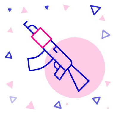 Çizgi altı makineli tüfek simgesi beyaz arkaplanda izole edildi. Kalaşnikov veya AK47. Renkli taslak konsepti. Vektör